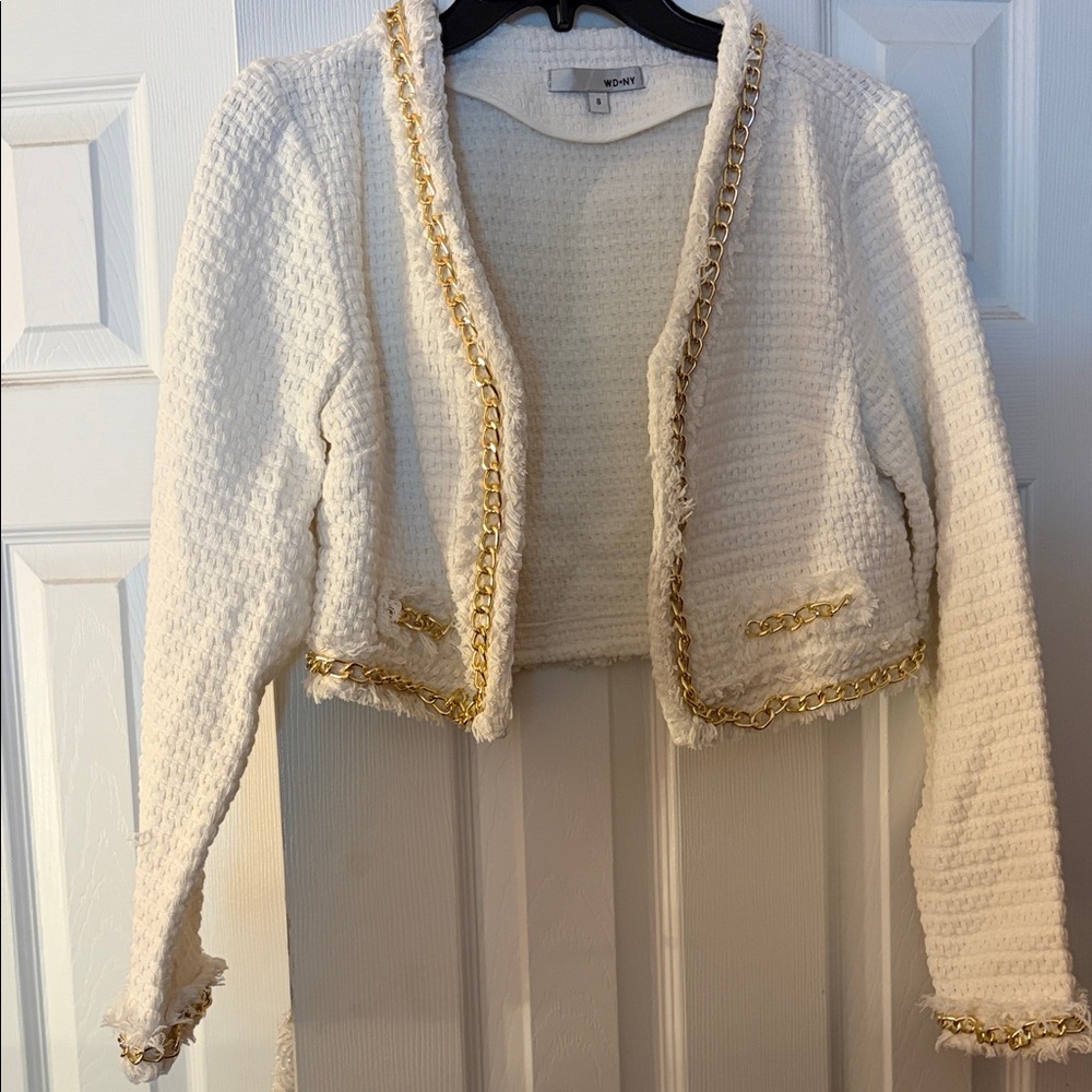Spring White Tweed Blazer